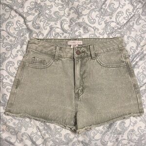 Sincerely Jules Gray Jean Shorts High-Waisted Raw Hem
